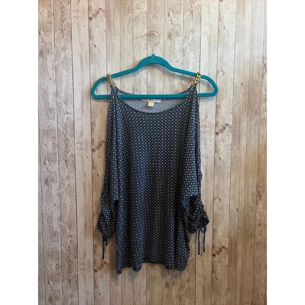 Michael Kors gold chain off shoulder, batwing blouse